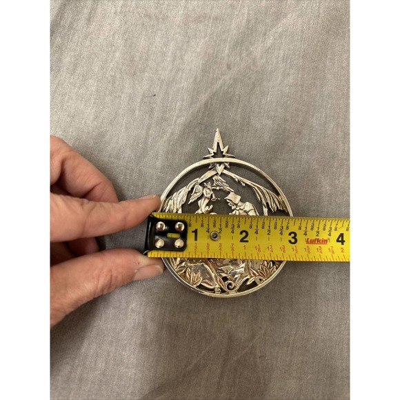 Vintage GORHAM SILVERPLATE MANGER SCENE Christmas Ornament w/Box FS BnftsCharity - Picture 8 of 9